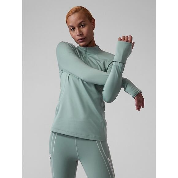 Athleta Whistler Half Zip Long Sleeve XXS - Blue Mint Athletic Running Workout - Picture 1 of 10